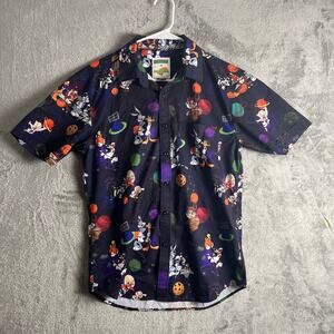 RSVLTS x Space Jam Shirt Mens Sz Small All Over Print Short Sleeve Button Up